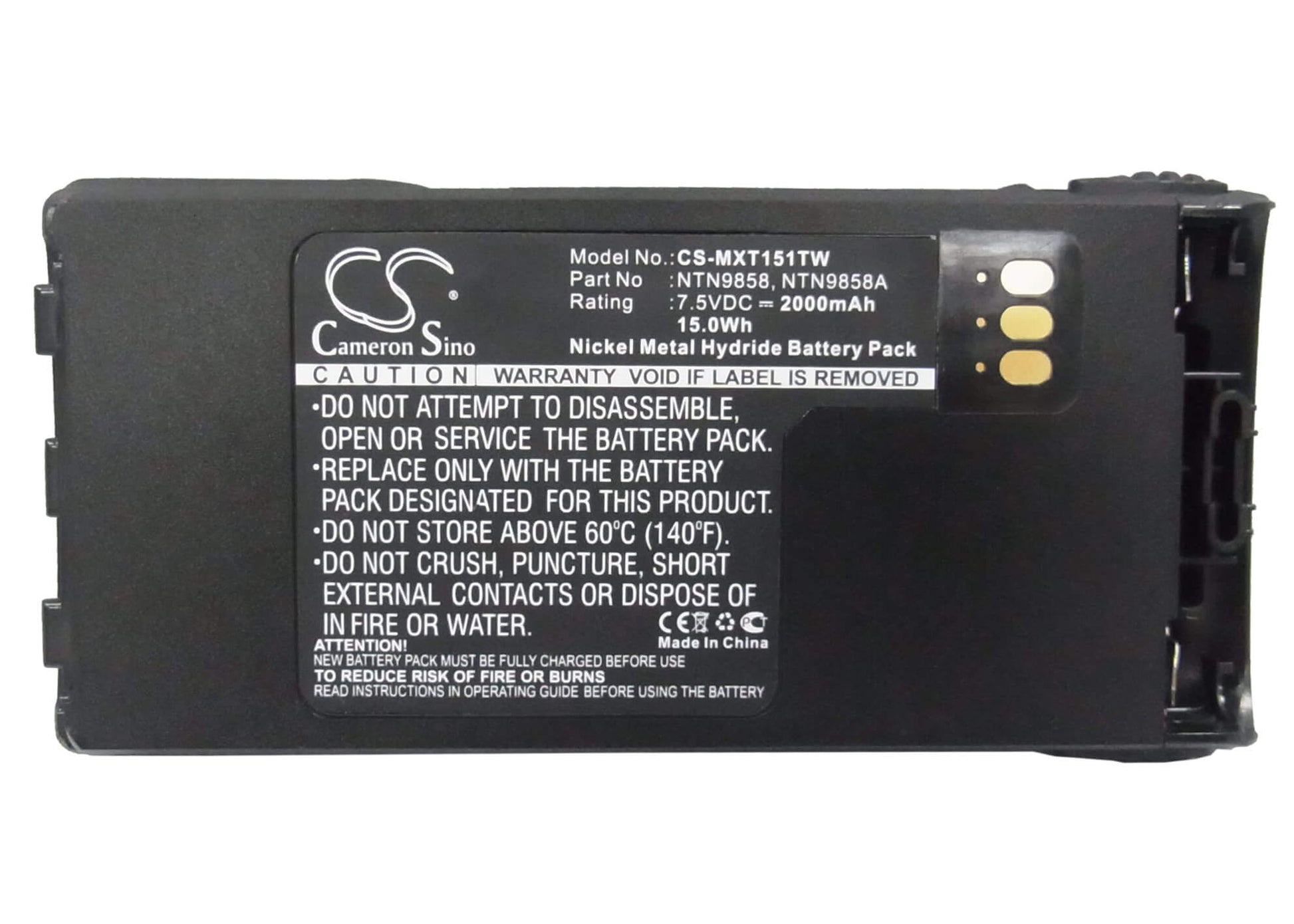 7.5V, 2000mAh, Ni-MH Battery fits Motorola, Mt1500, Nt1500, 15Wh