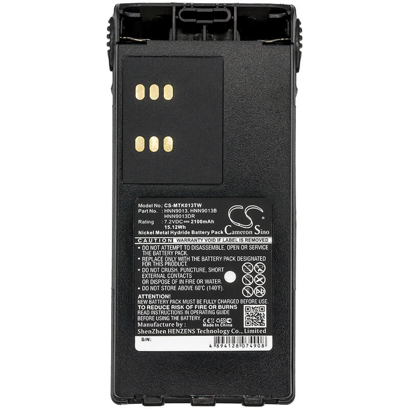 7.2V, 2100mAh, Ni-MH Battery fits Motorola, Gp1280, Gp140, 15.12Wh