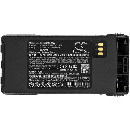 7.4V, 2800mAh, Li-ion Battery fits Motorola, Mt1500, Nt1500, 20.72Wh