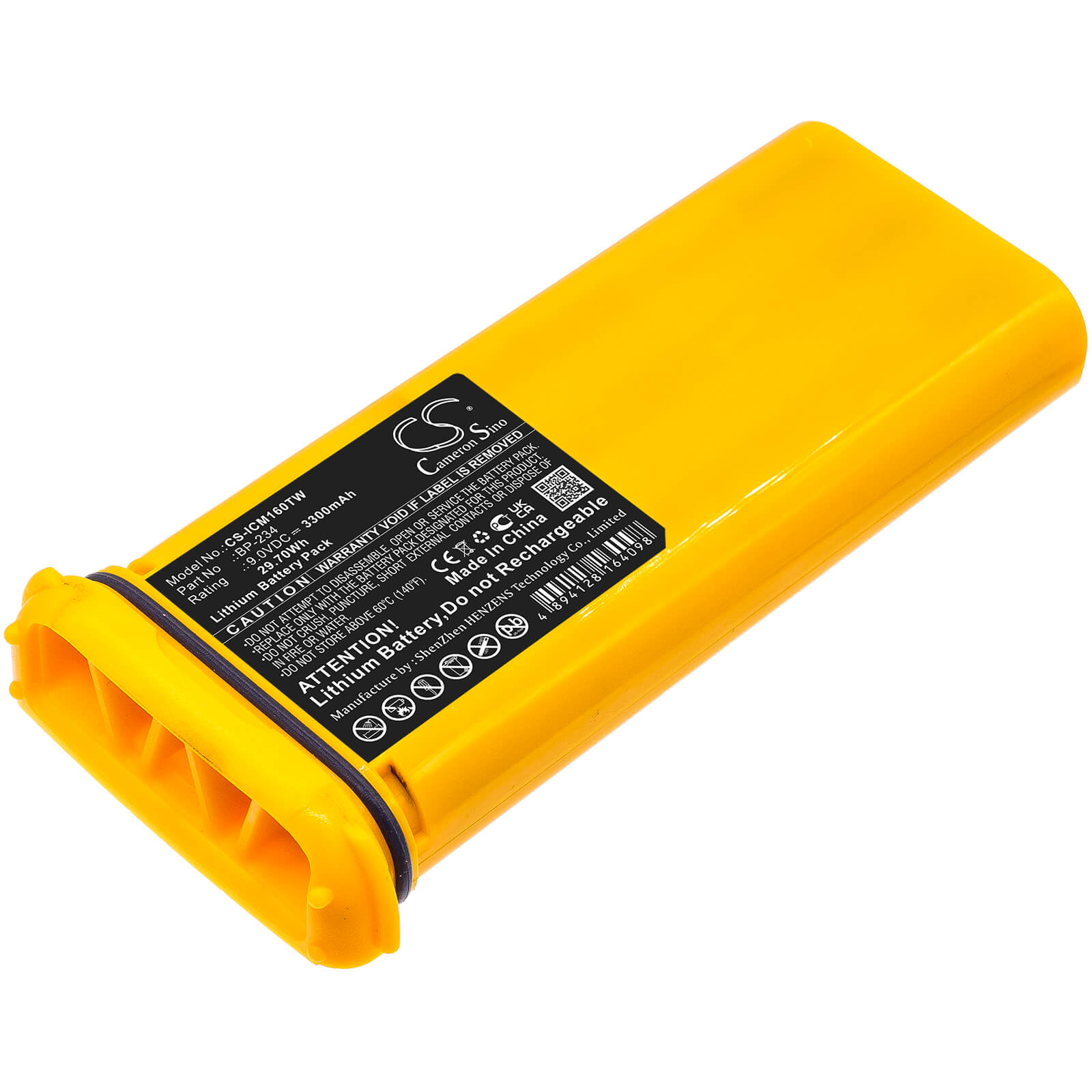 9.0V, 3300mAh, Lithium Battery fits Icom, Ic-gm1600, Ic-gm1600e, 29.7Wh