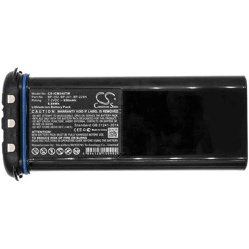7.2V, 950mAh, Li-ion Battery fits Icom, Ic-gm1600, Ic-gm1600e, 6.84Wh