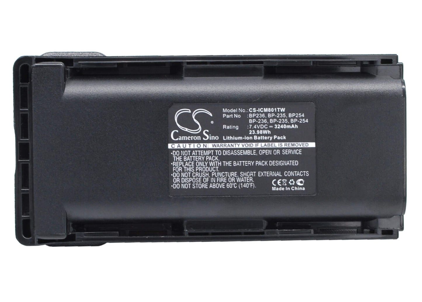 7.4V, 3240mAh, Li-ion Battery fits Icom, Ic-f70, Ic-f70d, 23.976Wh