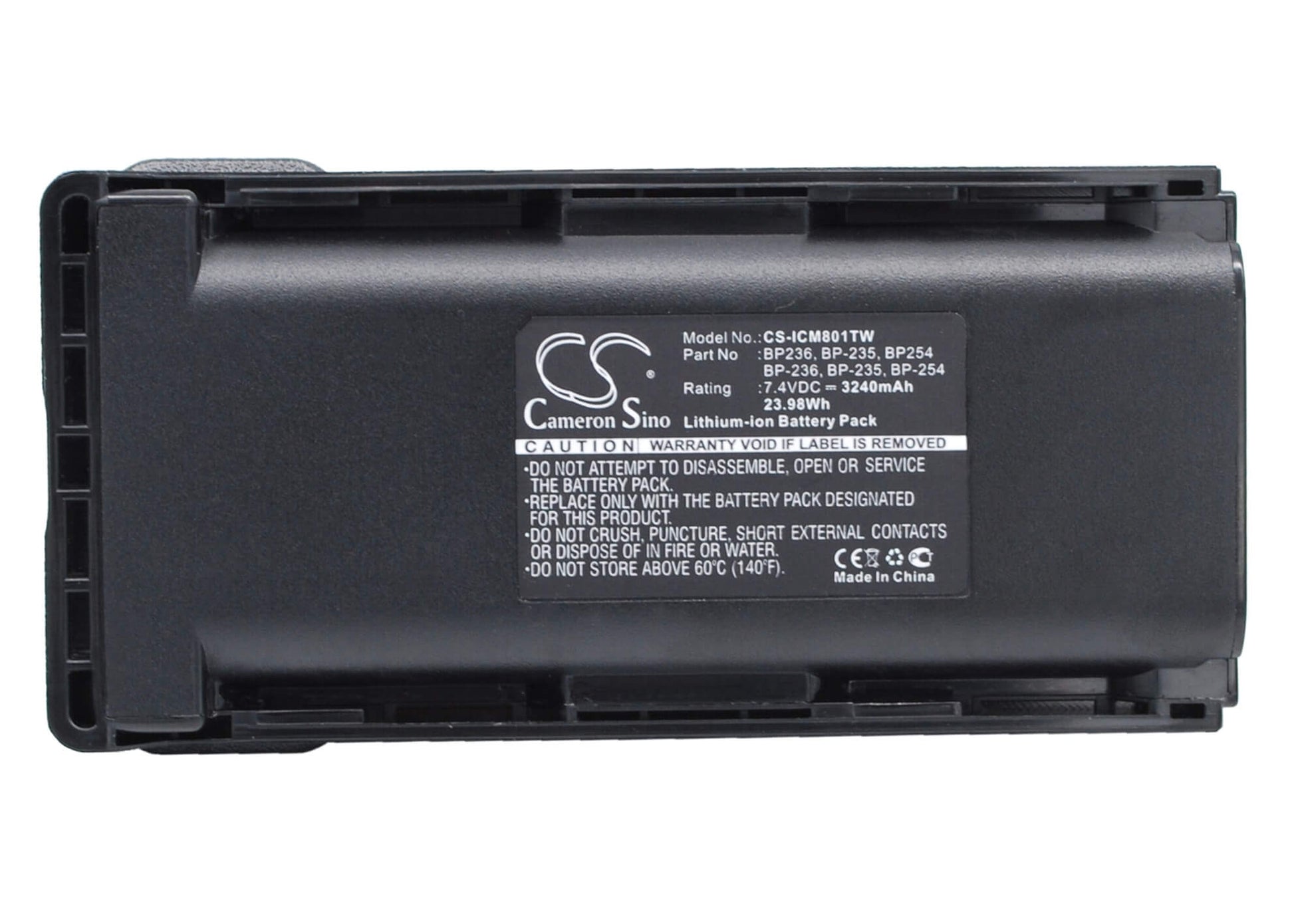 7.4V, 3240mAh, Li-ion Battery fits Icom, Ic-f70, Ic-f70d, 23.976Wh