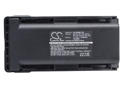 7.4V, 3240mAh, Li-ion Battery fits Icom, Ic-f70, Ic-f70d, 23.976Wh