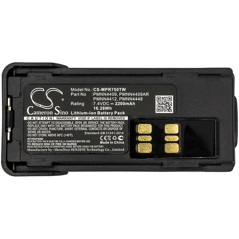 7.4V, 2200mAh, Li-ion Battery fits Motorola, Dp2600e, Dp4000, 16.28Wh