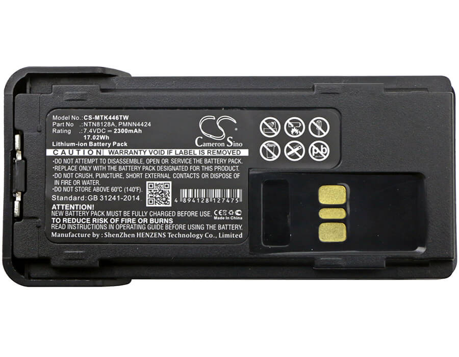 CS-MTK446TW, Two-way Radio 7.4V, 2300mAh, Li-ion Battery fits Motorola, Apx2000, Apx-2000, 17.02Wh