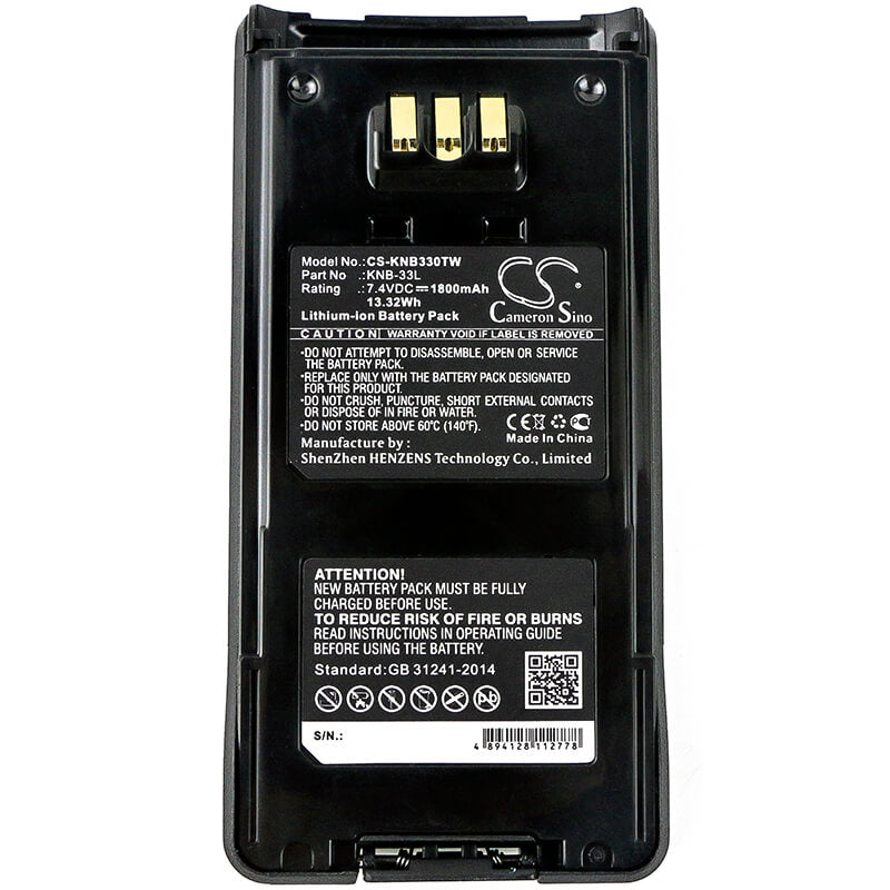 7.4V, 1800mAh, Li-ion Battery fits Kenwood, Tk-2180, Tk-3160, 13.32Wh