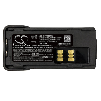 7.4V, 3350mAh, Li-ion Battery fits Motorola, Dp2600e, Dp4000, 24.79Wh