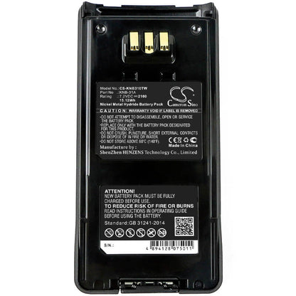7.2V, 2100mAh, Ni-MH Battery fits Kenwood, Nx-210, Nx-410, 15.12Wh