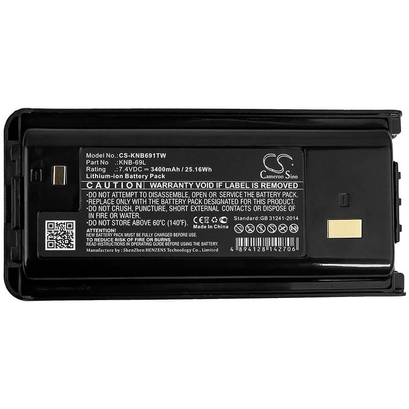 7.4V, 3400mAh, Li-ion Battery fits Kenwood, Nx-240, Nx-240v16p, 25.16Wh