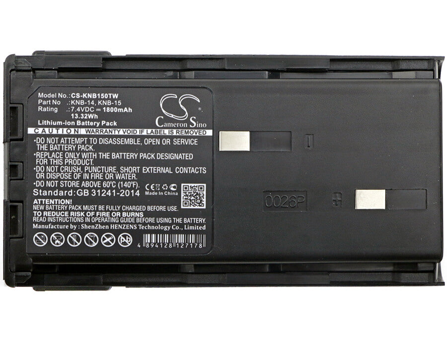 7.4V, 1800mAh, Li-ion Battery fits Kenwood, Cp-213, Tcp-113, 13.32Wh