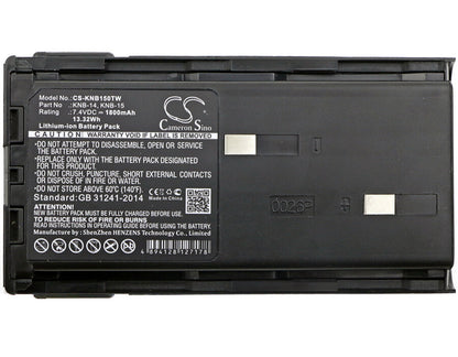 7.4V, 1800mAh, Li-ion Battery fits Kenwood, Cp-213, Tcp-113, 13.32Wh
