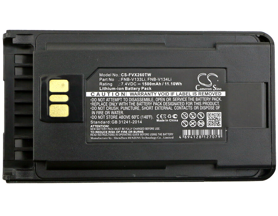 7.4V, 1500mAh, Li-ion Battery fits Yaesu, Evx-530, Evx-531, 11.1Wh
