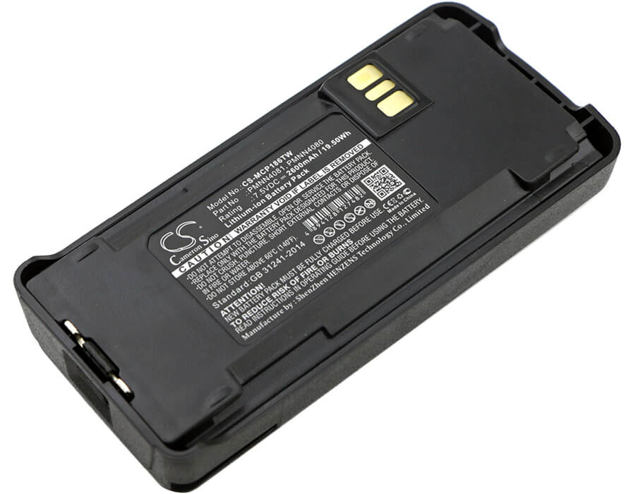 7.5V, 2600mAh, Li-ion Battery fits Motorola, Cp1200, Cp1300, 19.5Wh