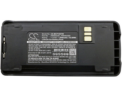 7.5V, 2600mAh, Li-ion Battery fits Motorola, Cp1200, Cp1300, 19.5Wh