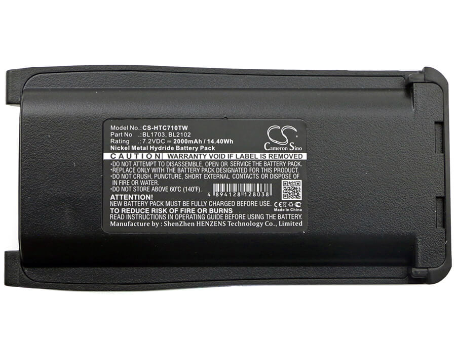 7.2V, 2000mAh, Ni-MH Battery fits Hytera, Tc 800m, Tc-700, 14.4Wh