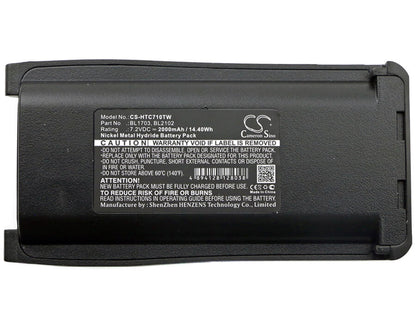 7.2V, 2000mAh, Ni-MH Battery fits Hytera, Tc 800m, Tc-700, 14.4Wh