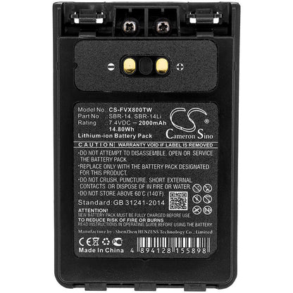 7.4V, 2000mAh, Li-ion Battery fits Yaesu, Ft-1dr, Ft-2dr, 14.8Wh
