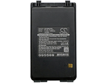 7.4V, 2600mAh, Li-ion Battery fits Icom, Ic-3101, Ic-4101, 19.24Wh