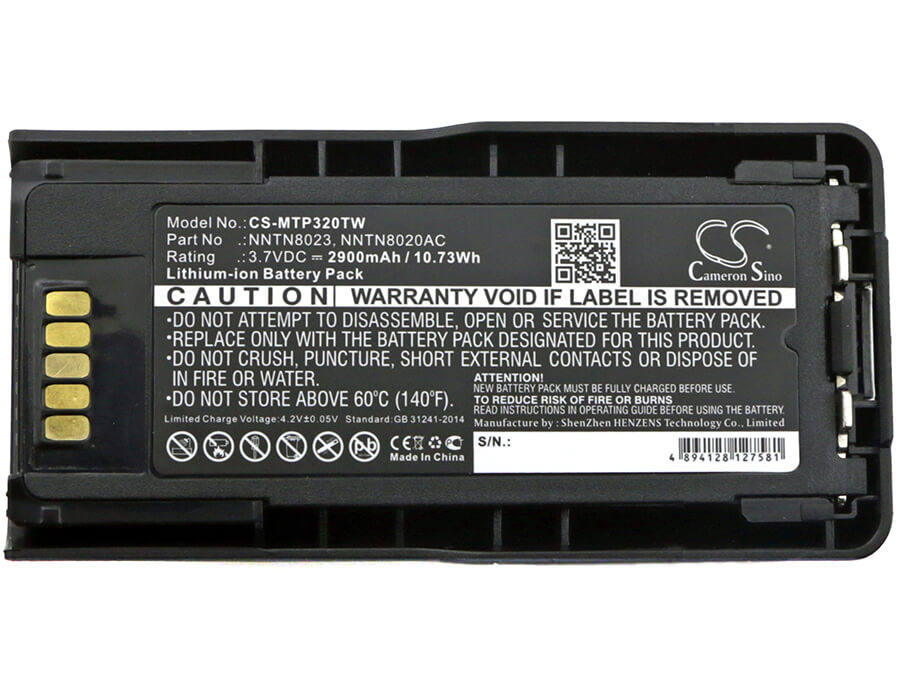 3.7V, 2900mAh, Li-ion Battery fits Motorola, Mtp3100, Mtp3200, 10.73Wh