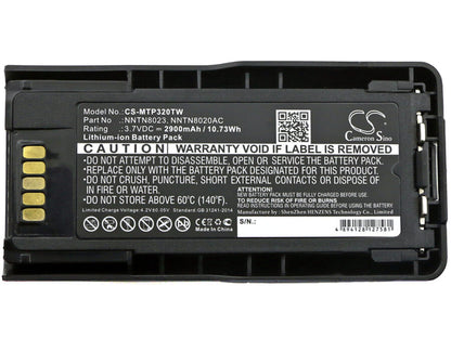 3.7V, 2900mAh, Li-ion Battery fits Motorola, Mtp3100, Mtp3200, 10.73Wh
