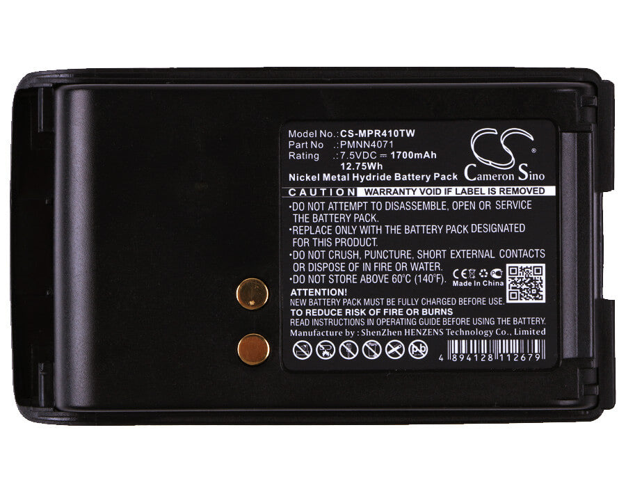 7.5V, 1700mAh, Ni-MH Battery fits Motorola, A6, A8, 12.75Wh