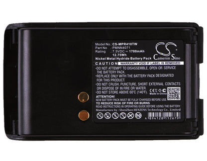 7.5V, 1700mAh, Ni-MH Battery fits Motorola, A6, A8, 12.75Wh
