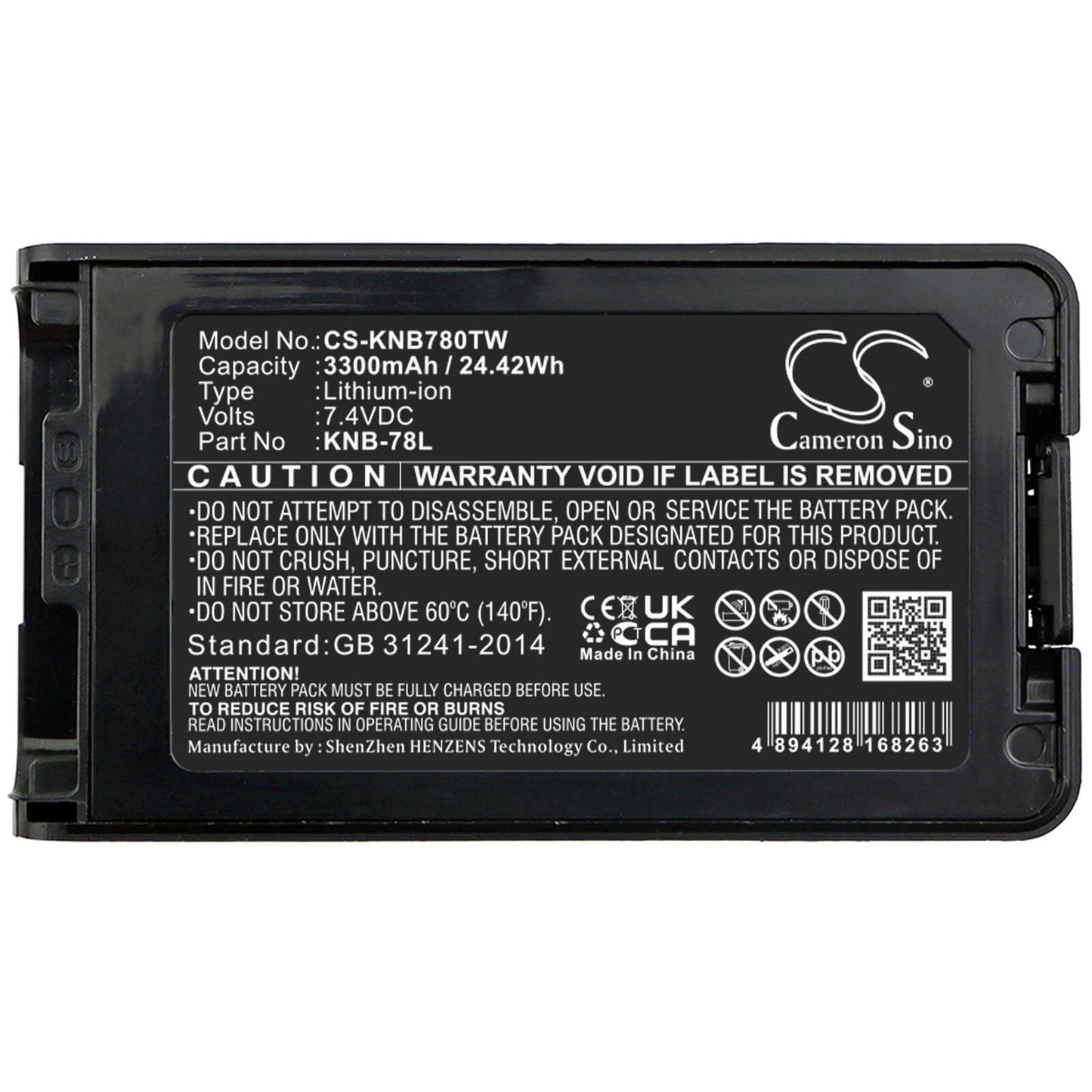 7.4V, 3300mAh, Li-ion Battery fits Kenwood, Nx-220, Nx-320, 24.42Wh