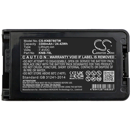7.4V, 3300mAh, Li-ion Battery fits Kenwood, Nx-220, Nx-320, 24.42Wh
