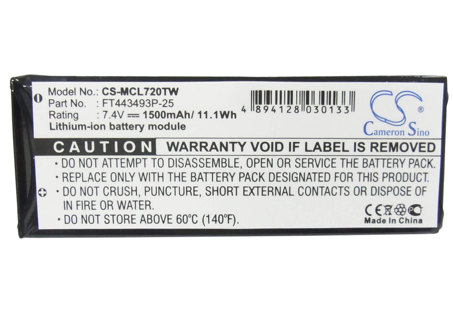 7.4V, 1500mAh, Li-ion Battery fits Cobra, Cxr900, Cxr900 30-mile Radio With Weat, 11.1Wh