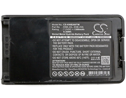 7.2V, 1300mAh, Ni-MH Battery fits Kenwood, Fth1010, Nx-220, 9.36Wh