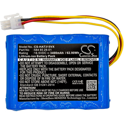 18.5V, 3400mAh, Li-ion Battery fits Husqvarna, Am315x, Automower 310, 62.9Wh