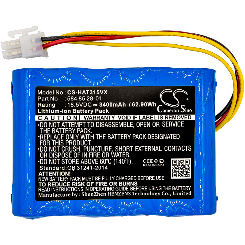 18.5V, 3400mAh, Li-ion Battery fits Gardena, Mahroboter Sileno, Mahroboter Sileno +, 62.9Wh