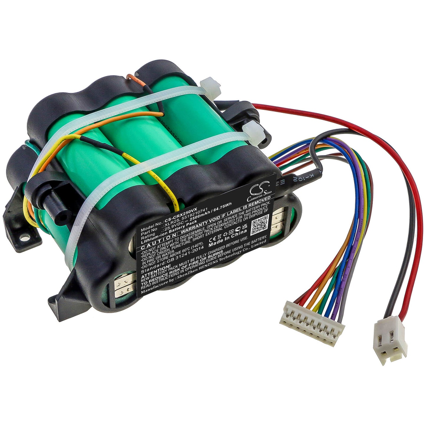 25.9V, 2500mAh, Li-ion Battery fits De Longhi, Colombina Xlr25le.gy, Colombina Xlr25lm.bl, 64.75Wh
