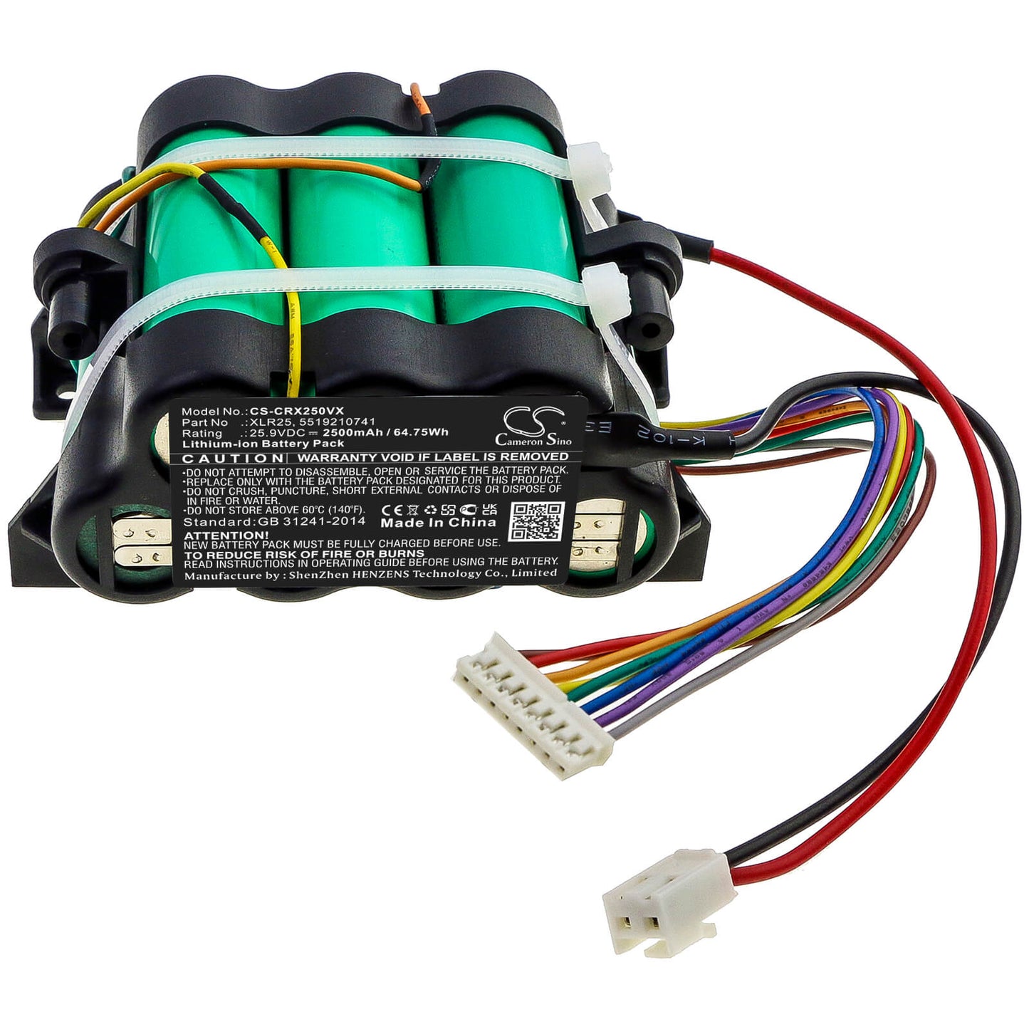 25.9V, 2500mAh, Li-ion Battery fits De Longhi, Colombina Xlr25le.gy, Colombina Xlr25lm.bl, 64.75Wh