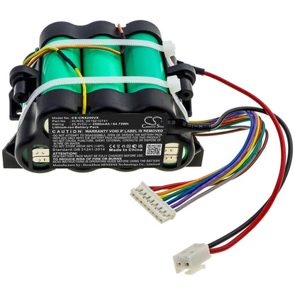 25.9V, 2500mAh, Li-ion Battery fits De Longhi, Colombina Xlr25le.gy, Colombina Xlr25lm.bl, 64.75Wh