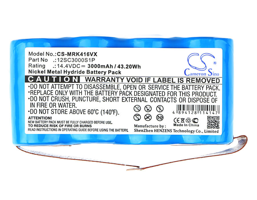 14.4V, 3000mAh, Ni-MH Battery fits Mamirobot, 416, 461, 43.2Wh