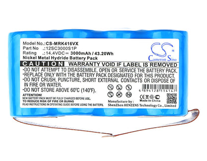 14.4V, 3000mAh, Ni-MH Battery fits Mamirobot, 416, 461, 43.2Wh