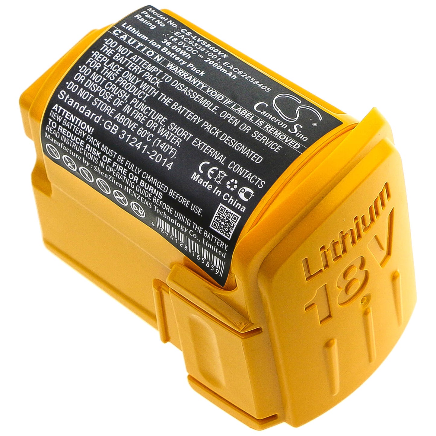18.0V, 2000mAh, Li-ion Battery fits Lg, Lg Vs8603swm, Vhb511bdb, 36Wh
