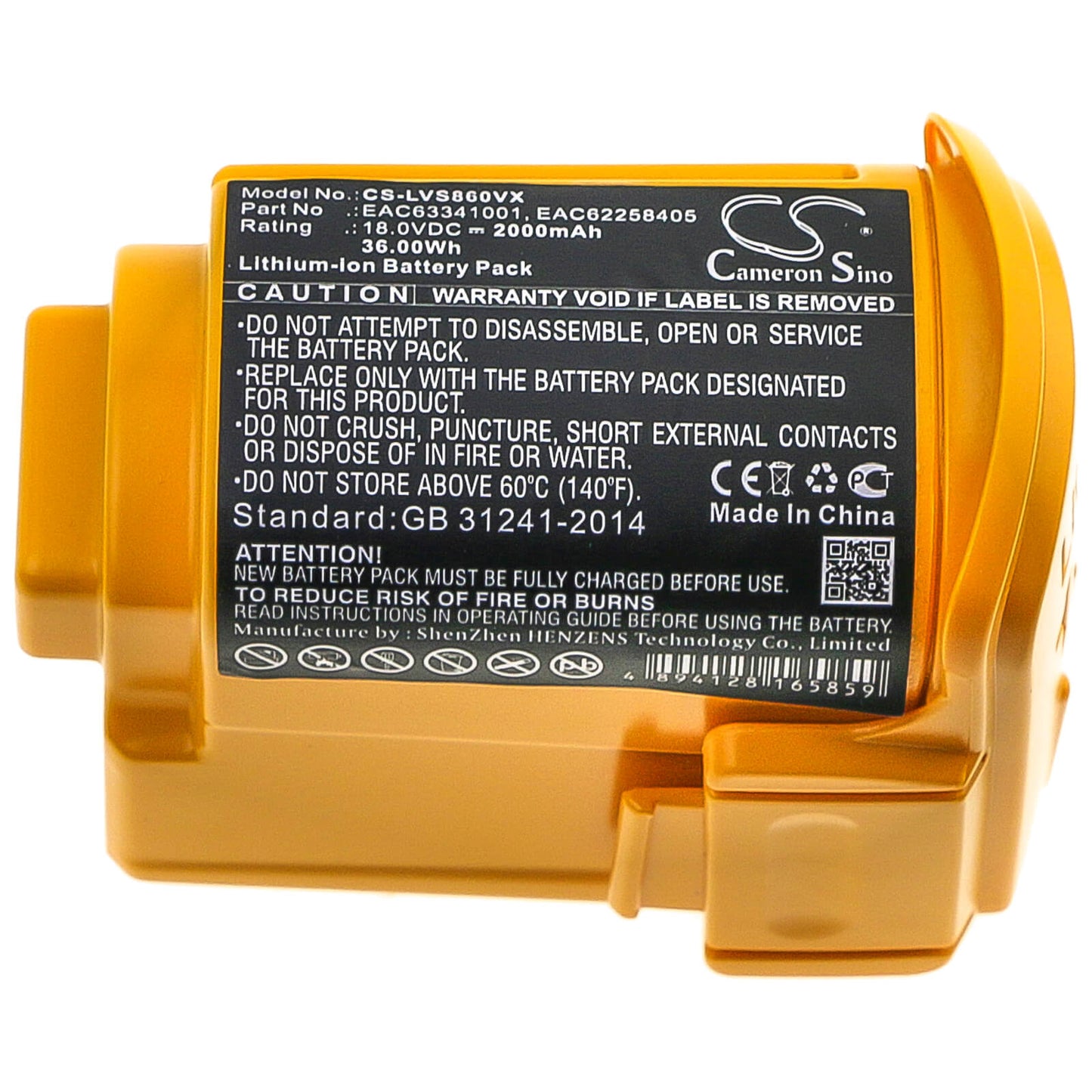 18.0V, 2000mAh, Li-ion Battery fits Lg, Lg Vs8603swm, Vhb511bdb, 36Wh