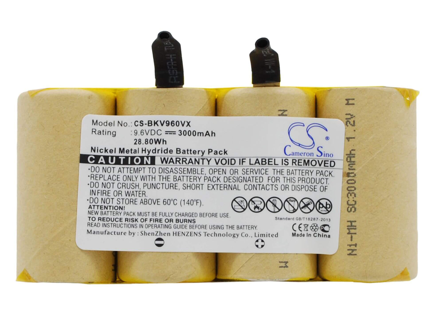 9.6V, 3000mAh, Ni-MH Battery fits Black&decker, Dv9605, 28.8Wh
