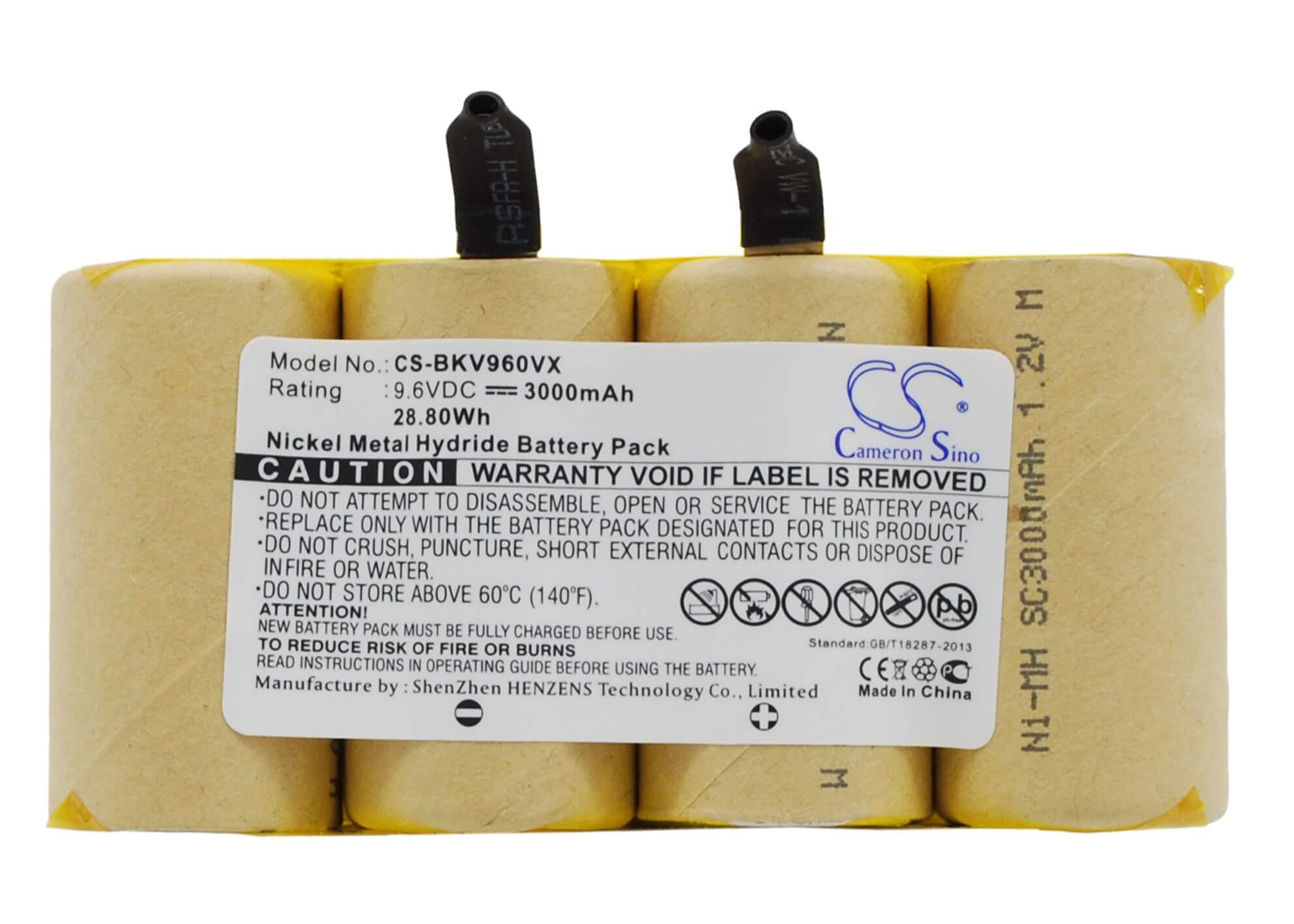 9.6V, 3000mAh, Ni-MH Battery fits Black&decker, Dv9605, 28.8Wh