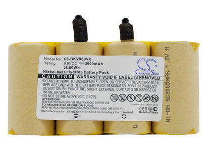9.6V, 3000mAh, Ni-MH Battery fits Black&decker, Dv9605, 28.8Wh
