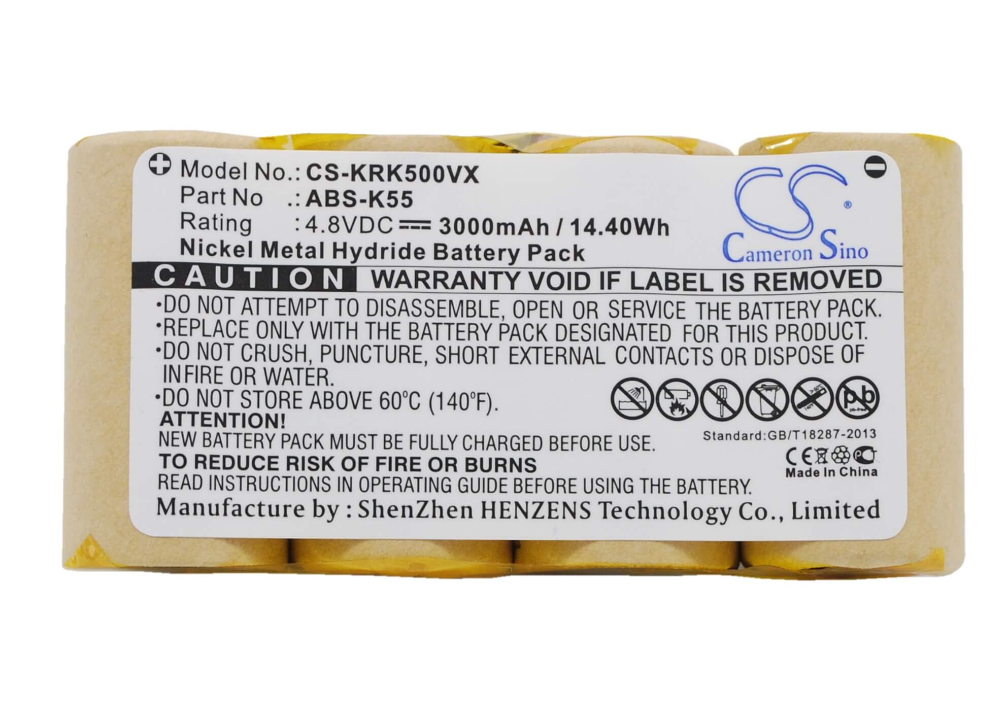4.8V, 3000mAh, Ni-MH Battery fits Karcher, 1.258-116.0, 1.258-409.0, 14.4Wh