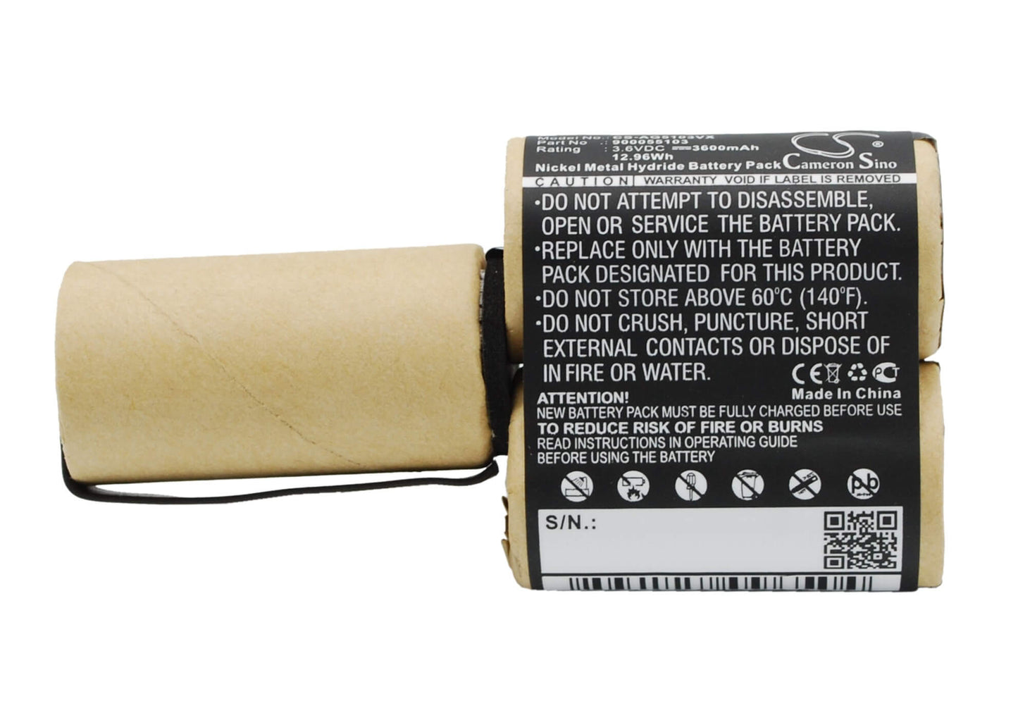 3.6V, 3600mAh, Ni-MH Battery fits Aeg, Elektrolux Fm, 12.96Wh