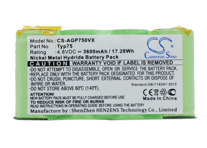 4.8V, 3600mAh, Ni-MH Battery fits Aeg, Ag64x, Liliput Vacuum Cleaner, 17.28Wh