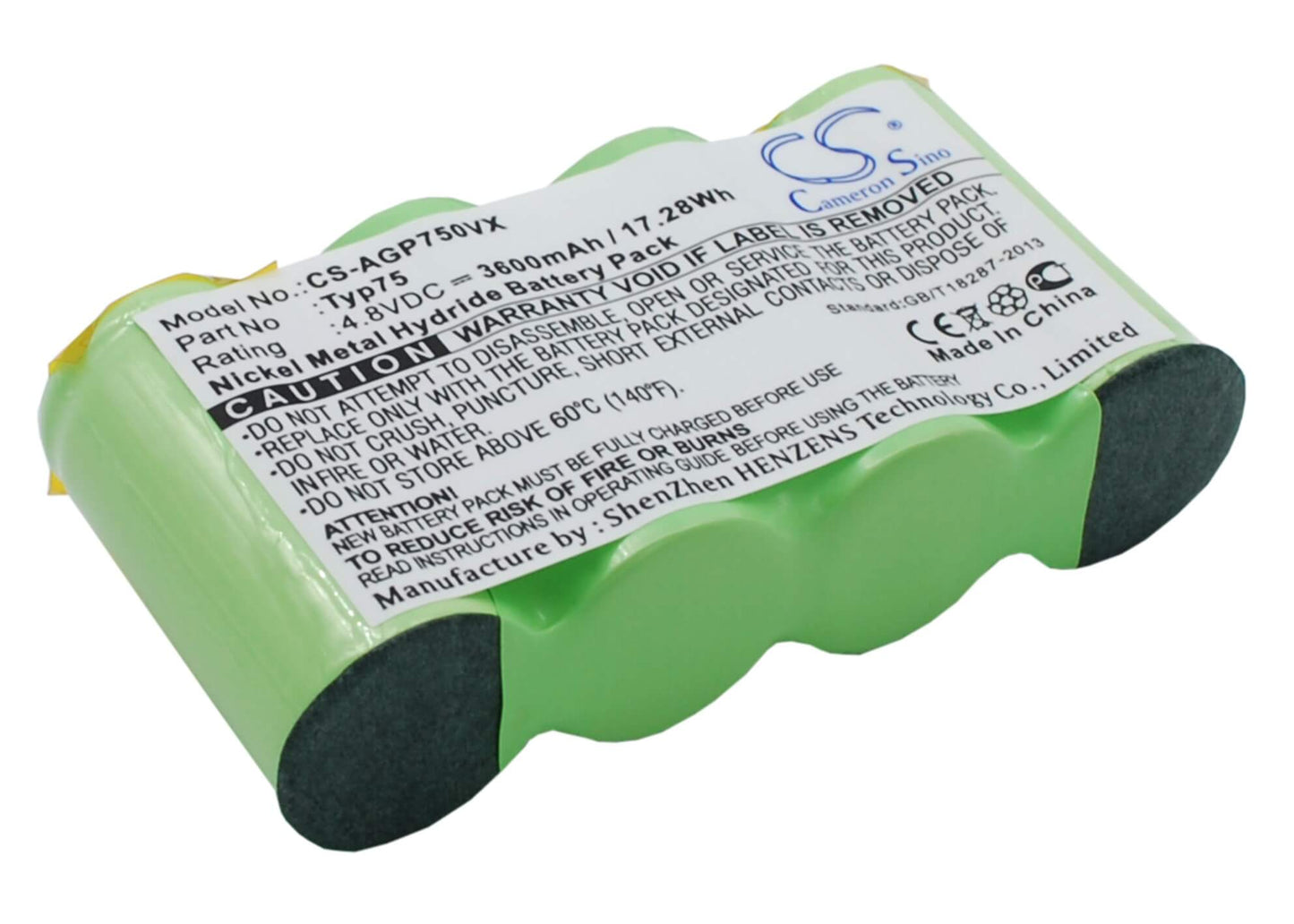 4.8V, 3600mAh, Ni-MH Battery fits Aeg, Ag64x, Liliput Vacuum Cleaner, 17.28Wh