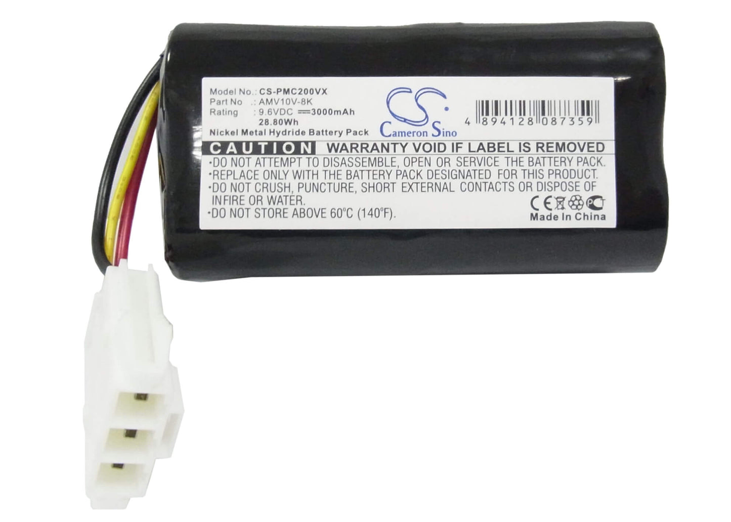9.6V, 3000mAh, Ni-MH Battery fits Panasonic, Mc B 20 J, Mc-b10p, 28.8Wh