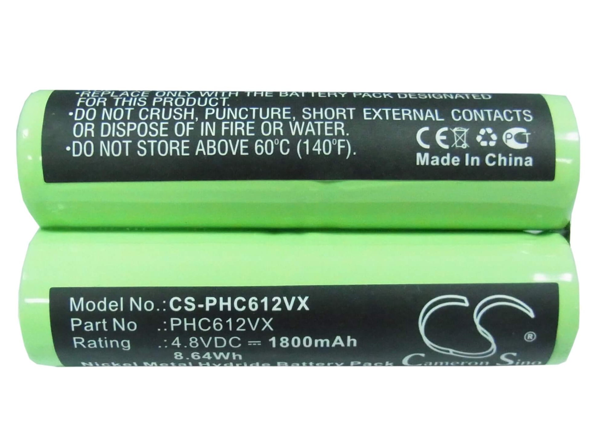 4.8V, 1800mAh, Ni-MH Battery fits Philips, Fc6125, 8.64Wh
