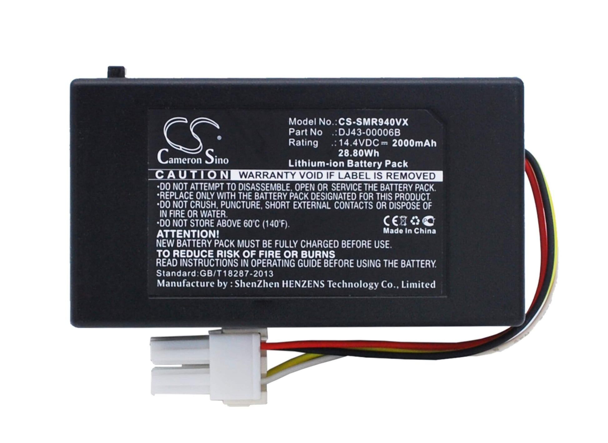 14.4V, 2000mAh, Li-ion Battery fits Samsung, Navibot Pop-out, Navibot Sr10f71ub, 28.8Wh